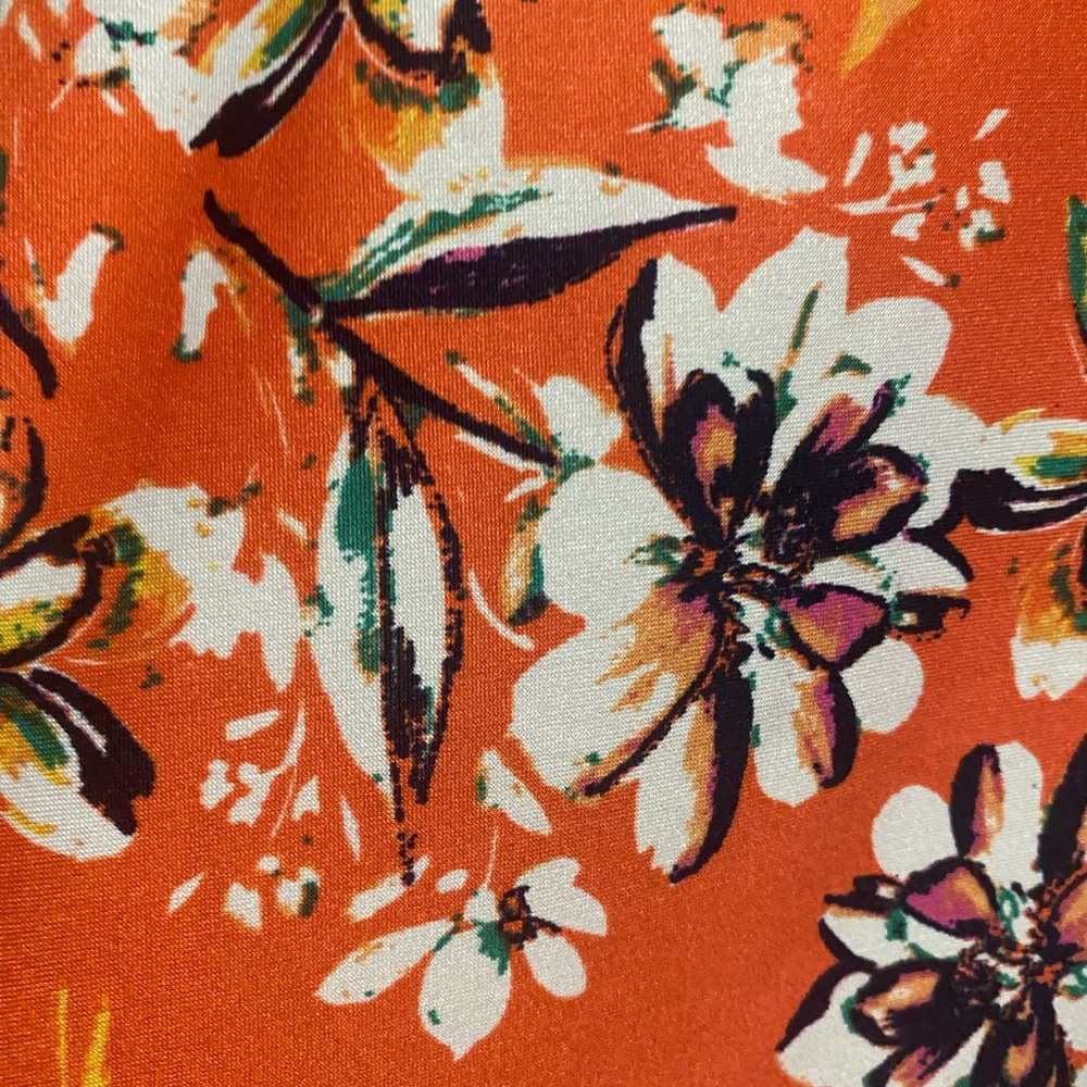 Floral Orange Long Sleeve Dress PXL - Picture 3 of 4